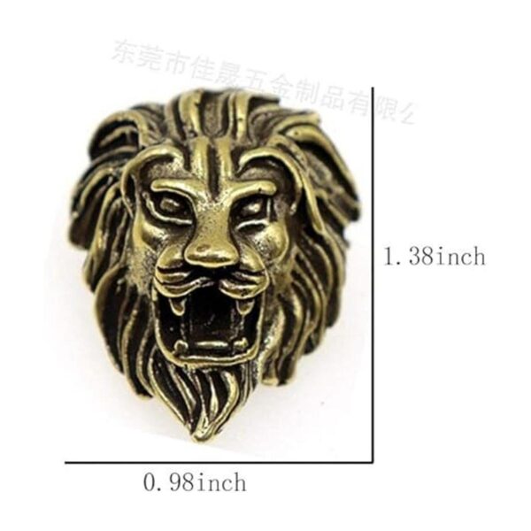 Duolai 2pcs Vintage Latón Roar Cabeza de León Tallado_2