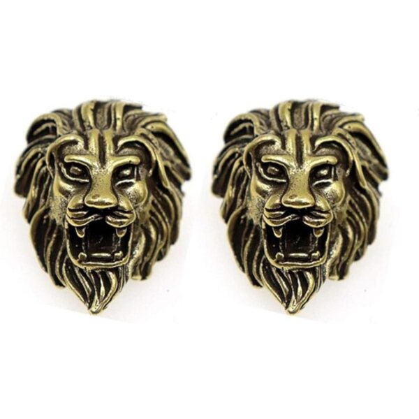 Duolai 2pcs Vintage Latón Roar Cabeza de León Tallado_1
