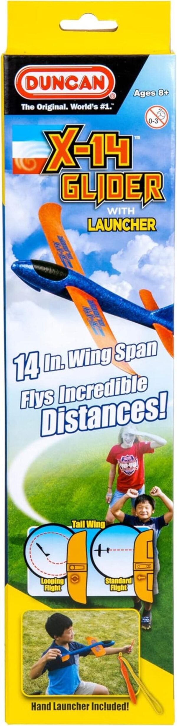 Duncan X14 Planeador Naranja con alas azules_3