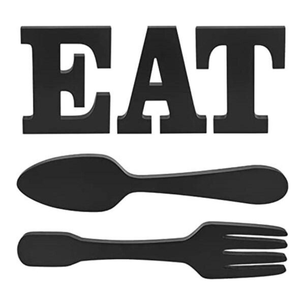 EAT Cartel de letras tenedor para colgar en la pared_1