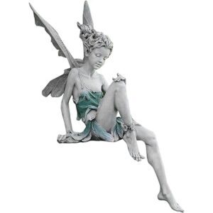 EKDJKK Estatua de hada sentada Jardín Ornamento de Resina