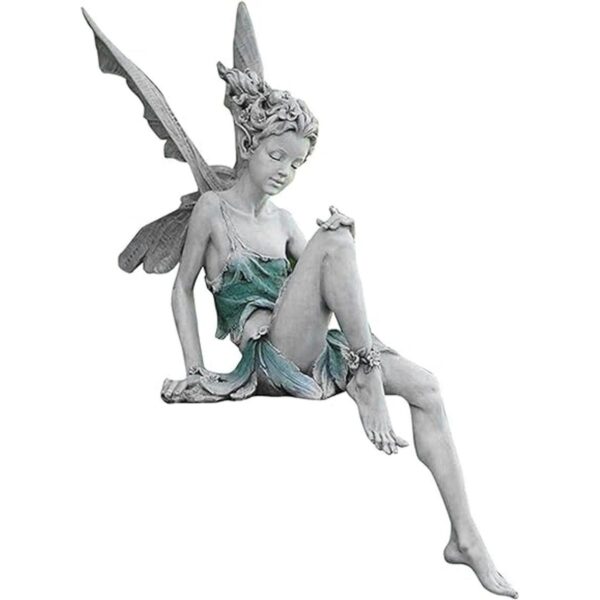 EKDJKK Estatua de hada sentada Jardín Ornamento de Resina