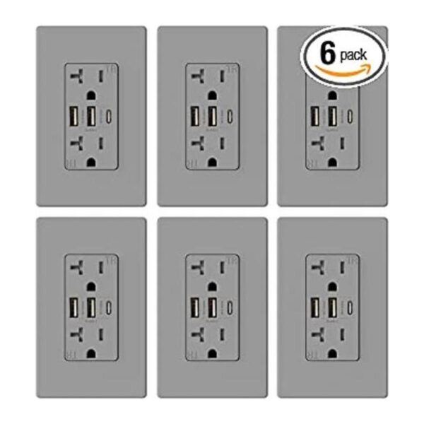 ELEGRP Toma de pared USB de 30 W 6.0 amperios 3 puertos_1