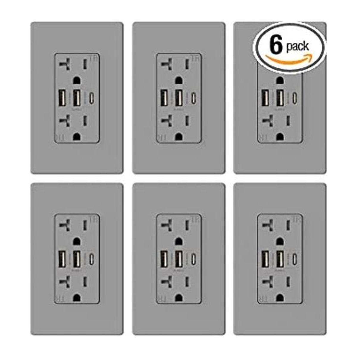ELEGRP Toma de pared USB de 30 W 6.0 amperios 3 puertos