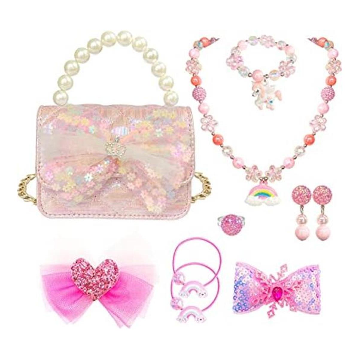 ELEMIRSA Bolso de mano para niñas pequeñas niños collar