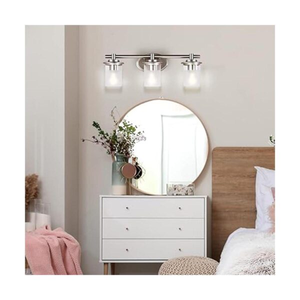 EPLIGUP Lámpara de tocador de baño de 3 luces con pantalla_4