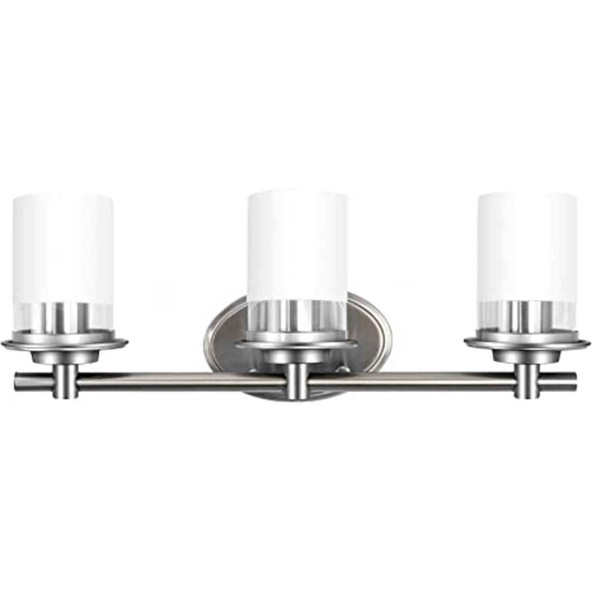 EPLIGUP Lámpara de tocador de baño de 3 luces con pantalla