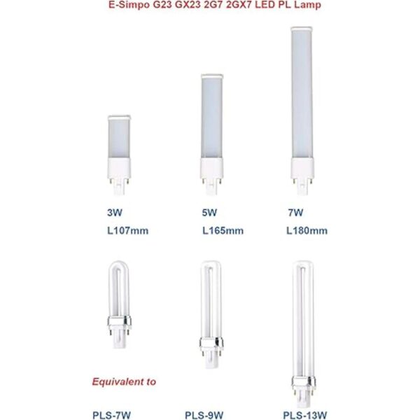 ESimpo 2pcs 7W G23 GX23 LED Bombilla 2 Pin LED PL Retrofit_4
