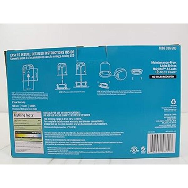 EcoSmart 4 pulgadas blanco integrado LED empotrable luz