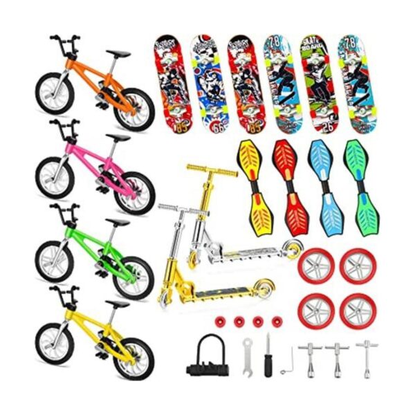 El juego de 31 juguetes para dedos incluye patinetas de