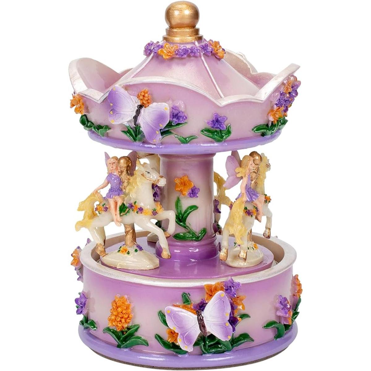 Elanze Designs Figura de carrusel musical diseño floral
