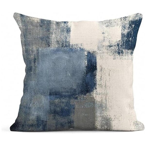 Emvency Juego de 4 fundas de almohada de color azul y gris_2