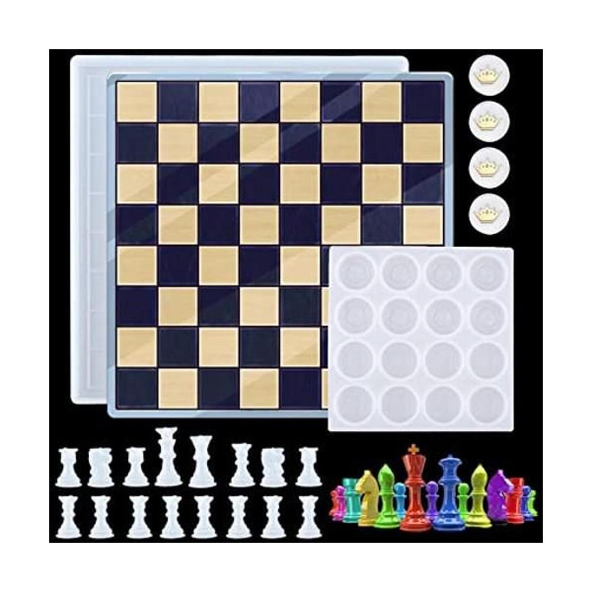 Endoto Juego de ajedrez con tablero de damas molde de