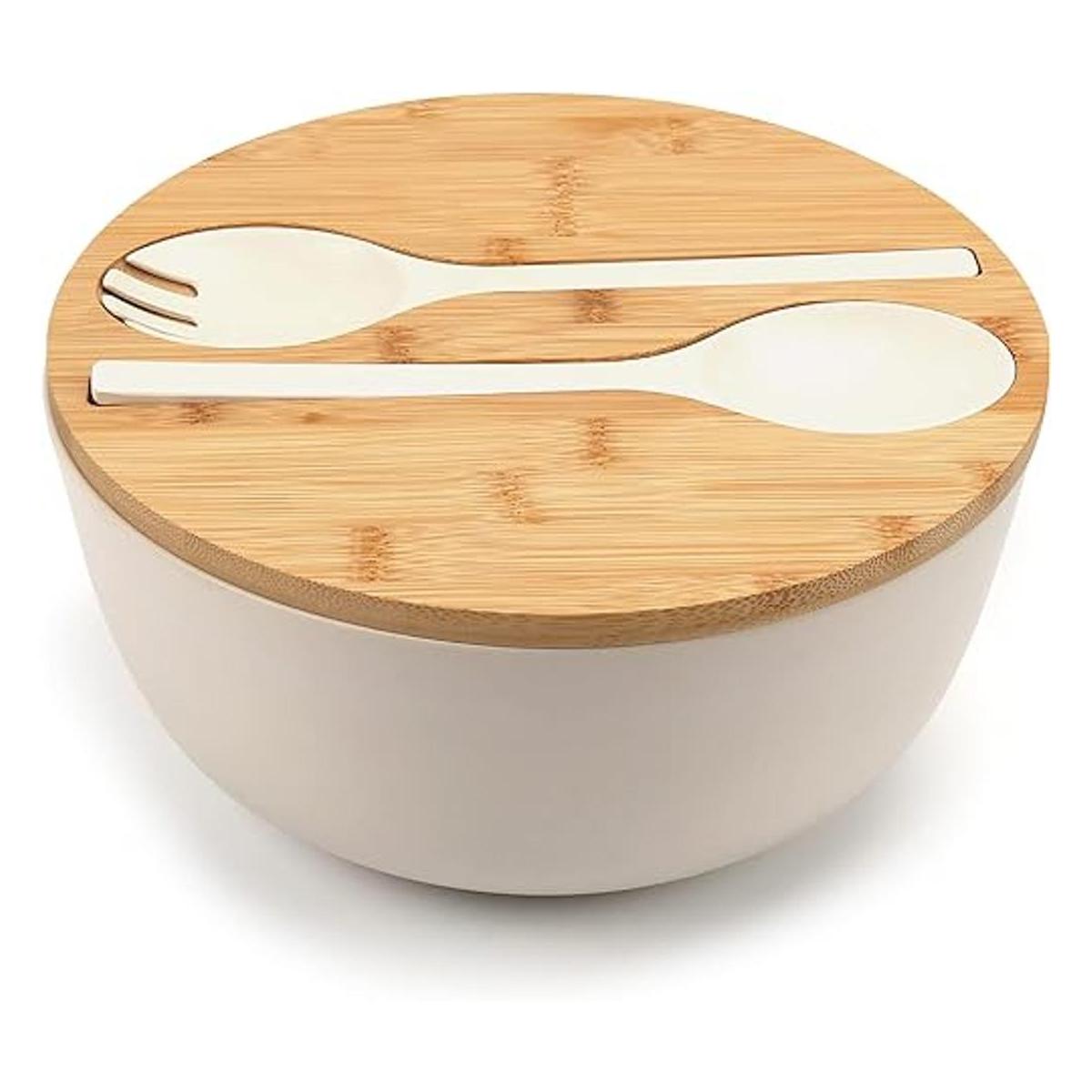 Ensaladera grande con tapa juego de cuencos de fibra de