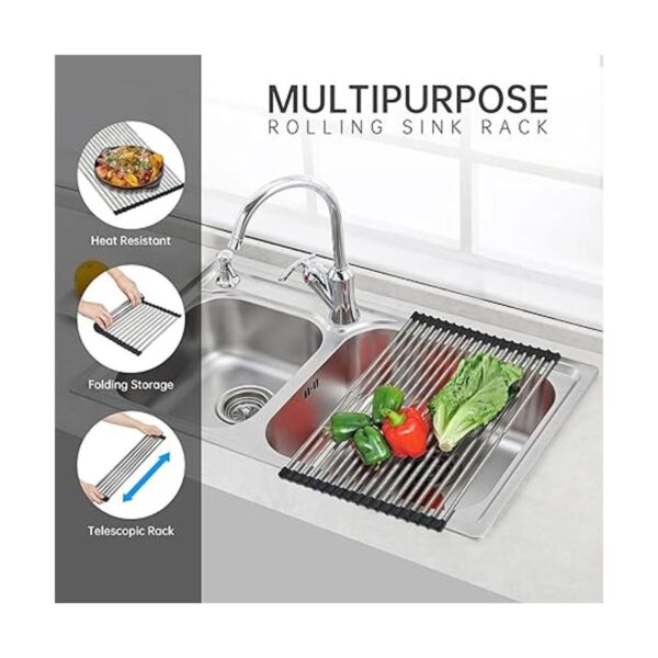 Escurridor de platos enrollable grande ajustable de 12.8 x_3