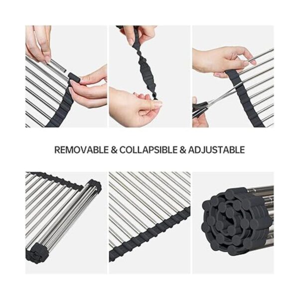 Escurridor de platos enrollable grande ajustable de 12.8 x_6