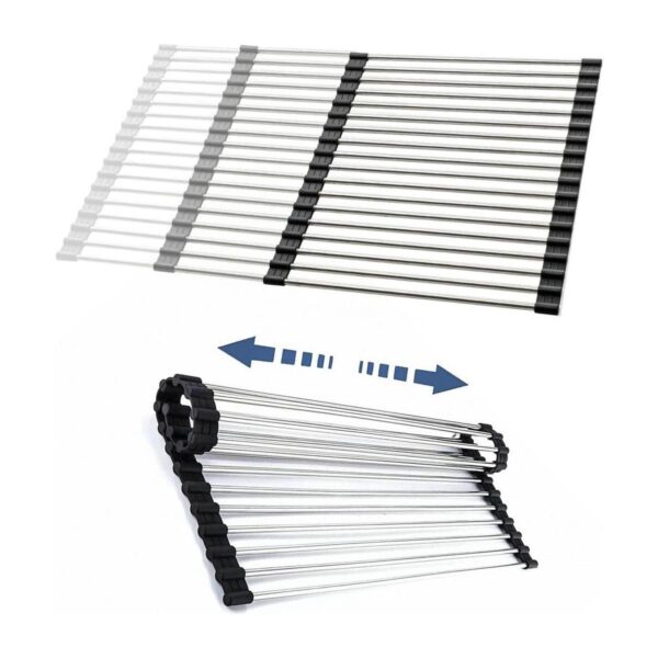 Escurridor de platos enrollable grande ajustable de 12.8 x_1