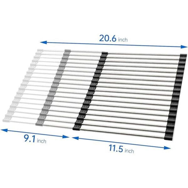 Escurridor de platos enrollable grande ajustable de 12.8 x_2