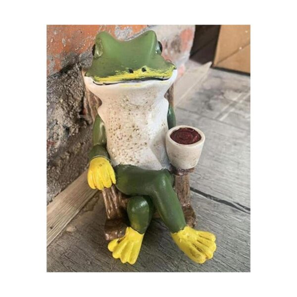Estatua de jardín creativa de rana verde estatua de café_4