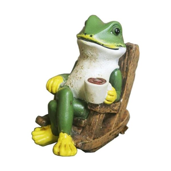 Estatua de jardín creativa de rana verde estatua de café_1