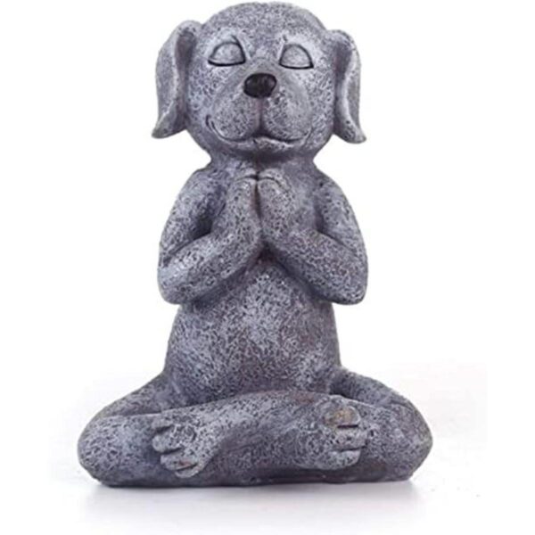 Estatua de perro meditante de Buda Perro zen Namaste