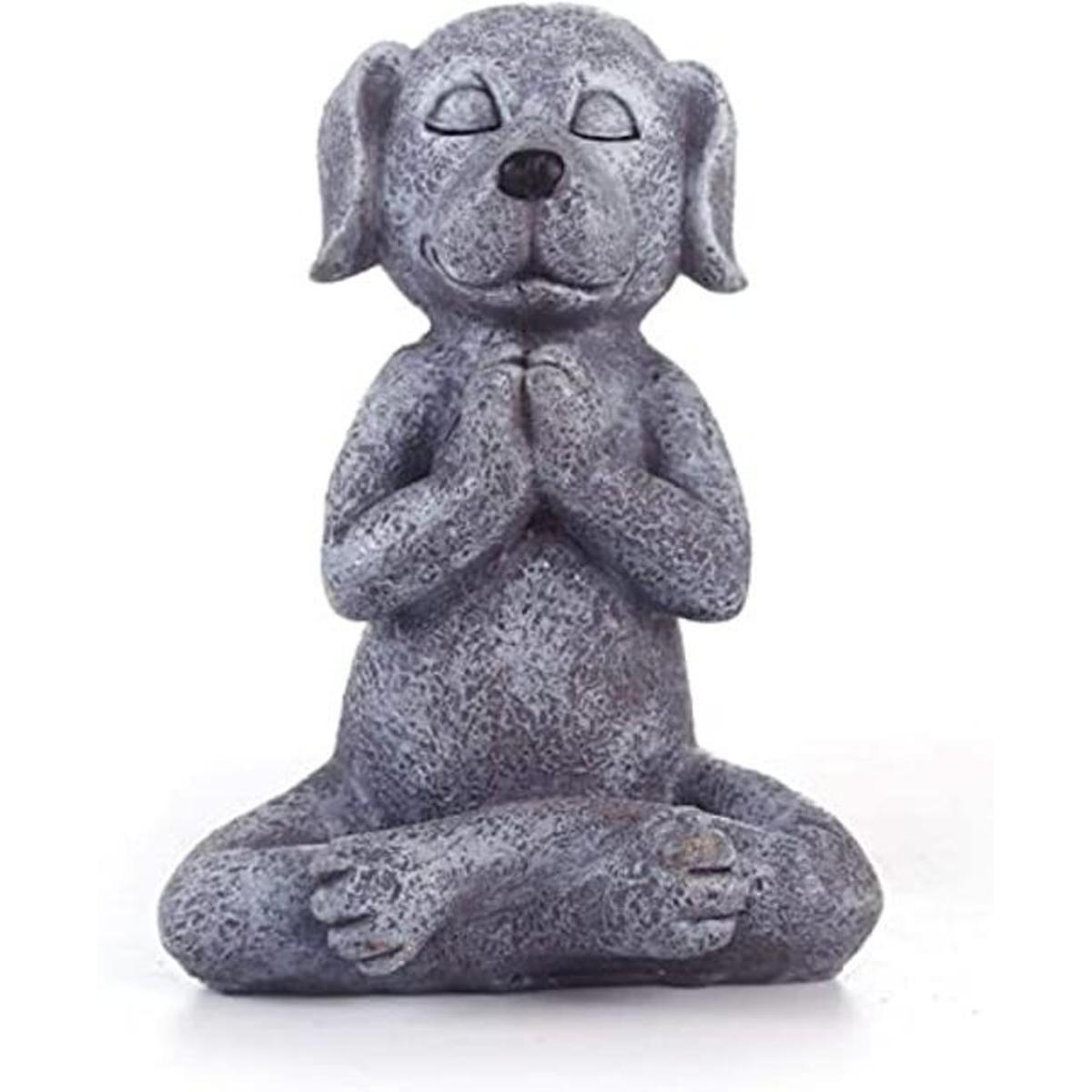 Estatua de perro meditante de Buda Perro zen Namaste