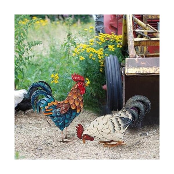 Estatuas de gallo de metal estatuas de jardín al aire_2