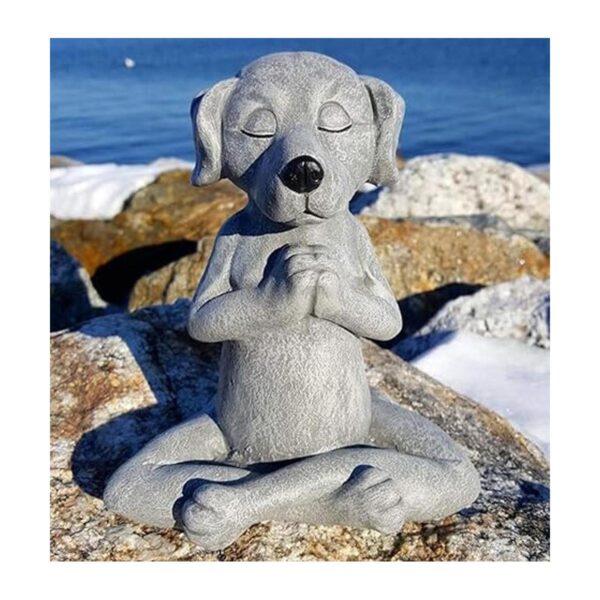 Estatua de perro meditante de Buda Perro zen Namaste