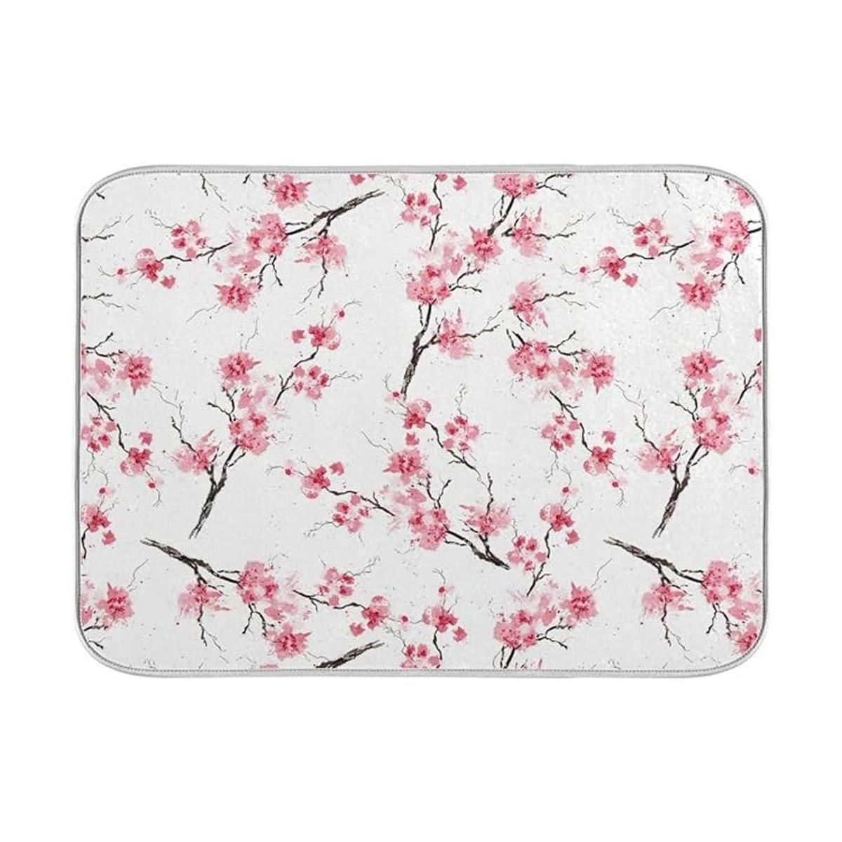 Estera de secado de platos con flores de cerezo 6.3 x 7.1