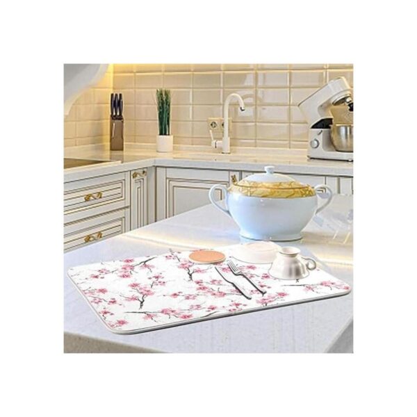 Estera de secado de platos con flores de cerezo 6.3 x 7.1