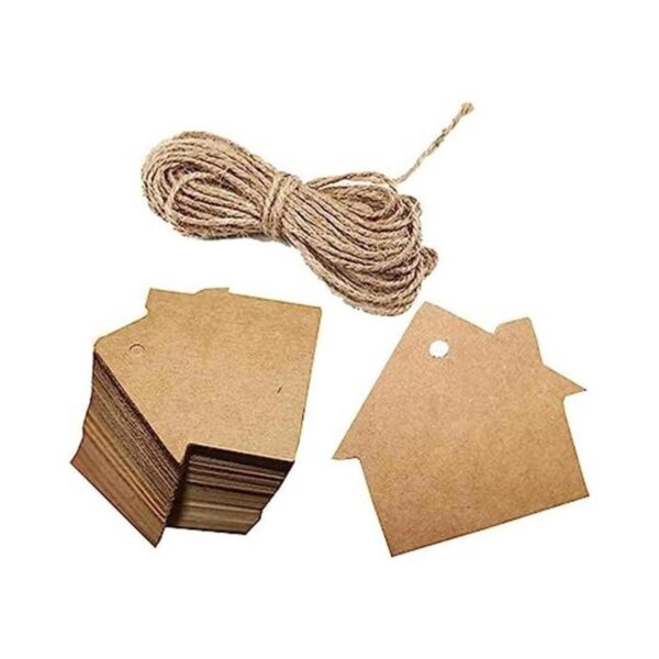 Etiquetas de regalo de papel Kraft en blanco de la casa_1