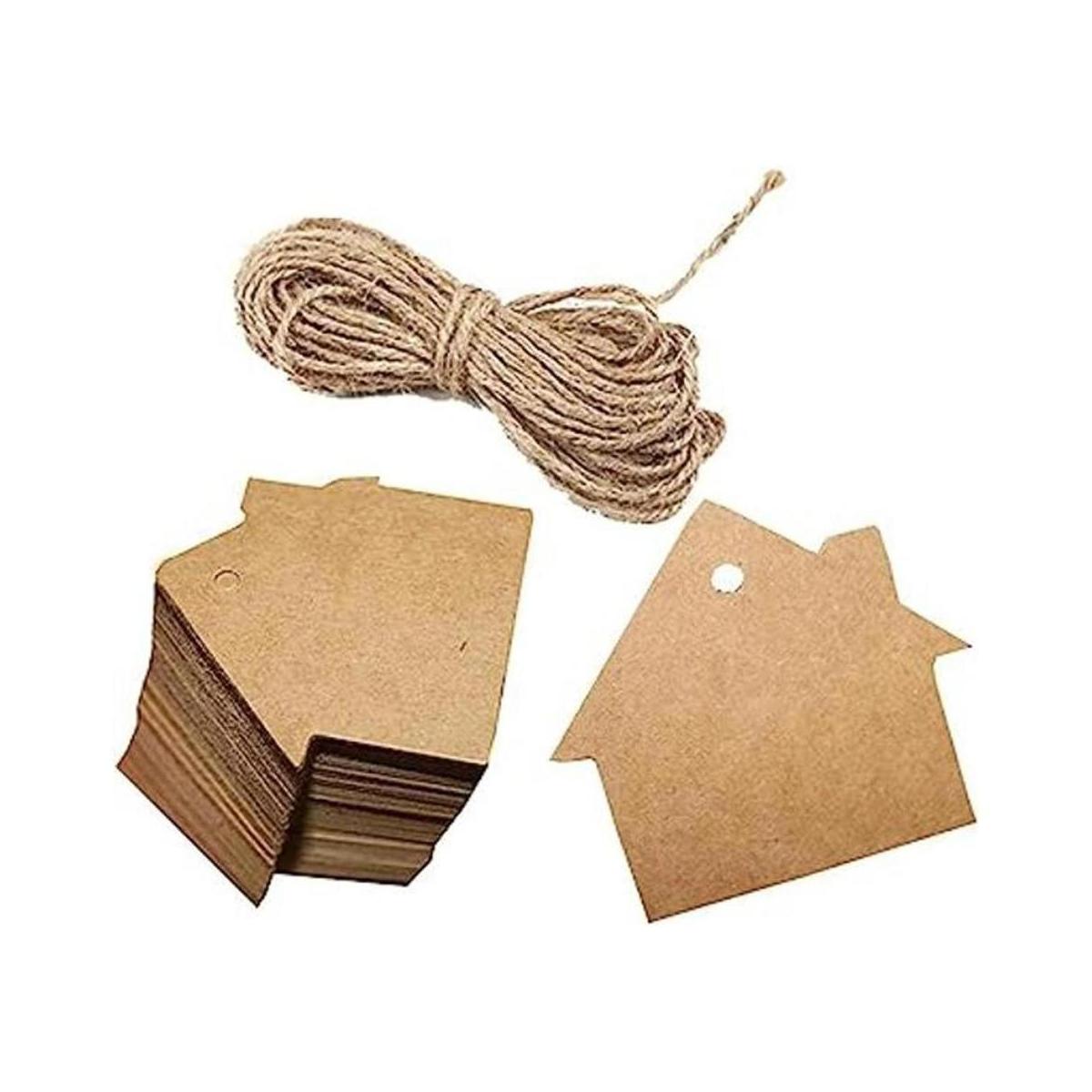Etiquetas de regalo de papel Kraft en blanco de la casa