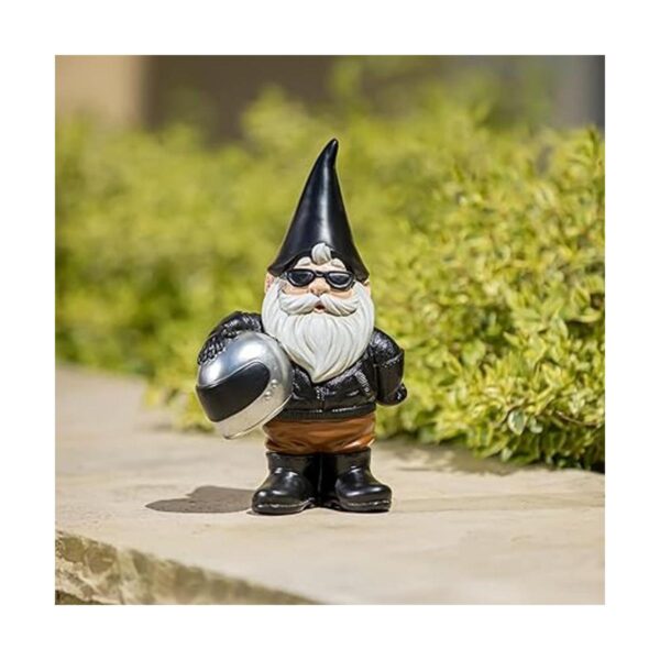 Evergreen Estatua de gnomo de motocicleta de 10 pulgadas_3