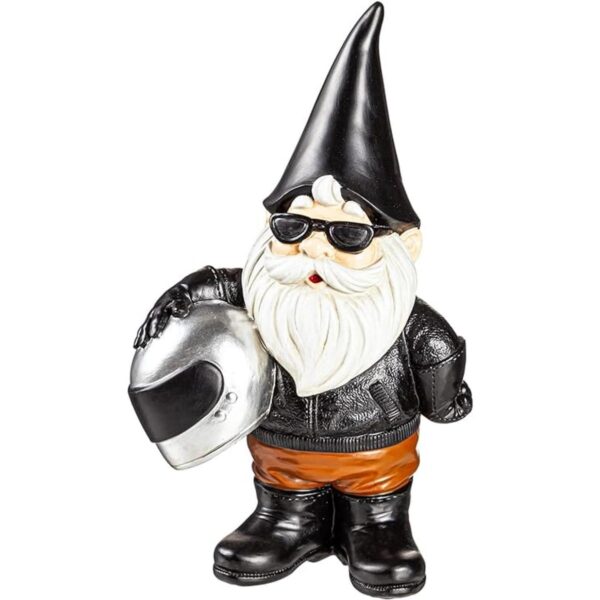 Evergreen Estatua de gnomo de motocicleta de 10 pulgadas_1