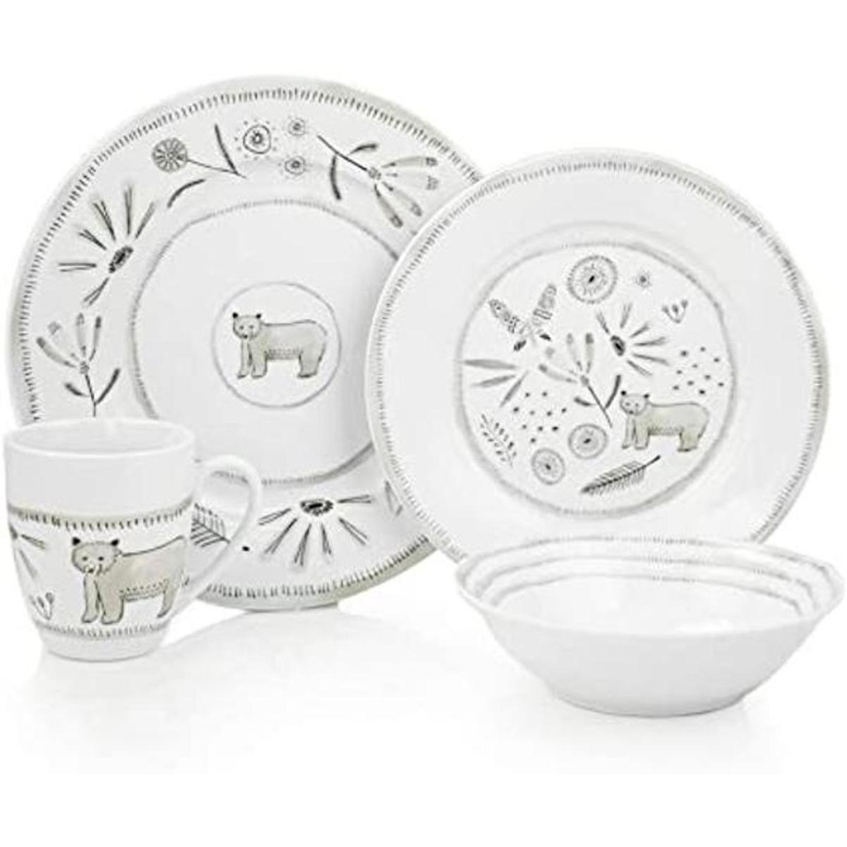 Everything Kitchens Vajilla de 16 piezas con tazas Bear