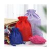 Ewanda Store Bolsas de arpillera de lino con cordón de