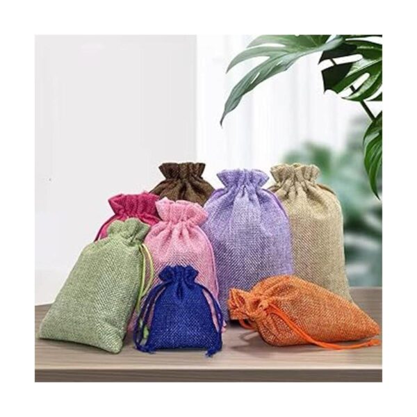 Ewanda Store Bolsas de arpillera de lino con cordón de