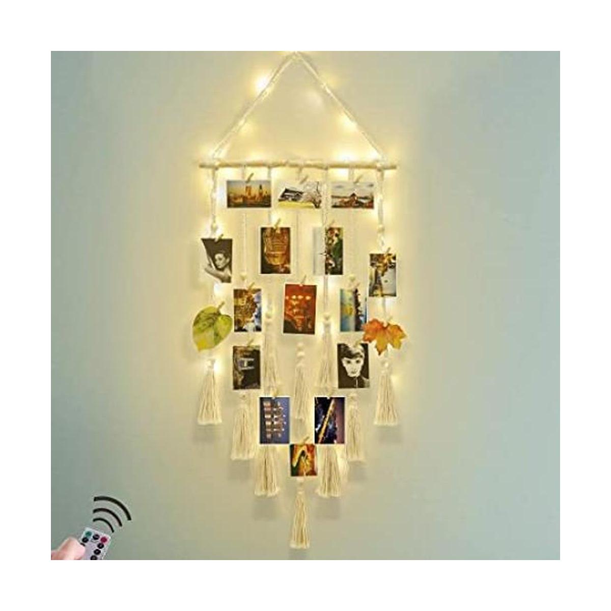 Exhibición de fotos colgante decoración de pared macramé