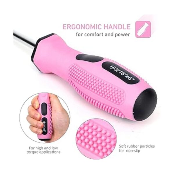 FASTPRO Juego de destornilladores magnéticos rosados de 12