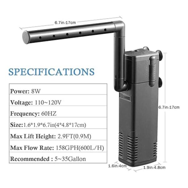 FEDOUR Filtro interno sumergible para acuario filtro con