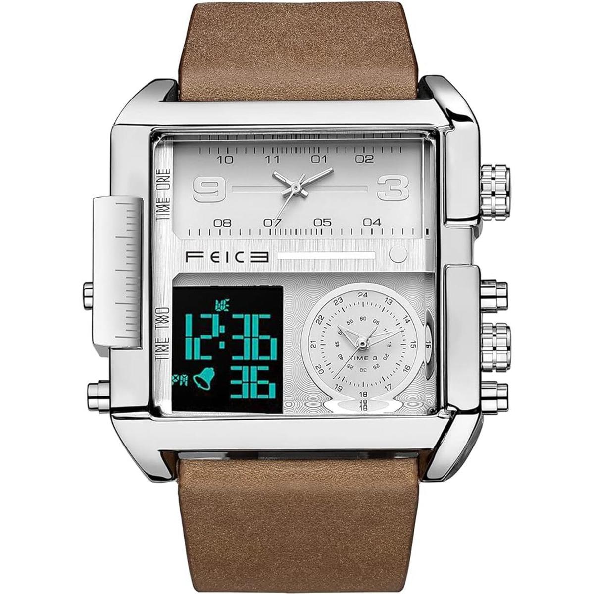 FEICE Reloj deportivo digital LED cuadrado analógico de