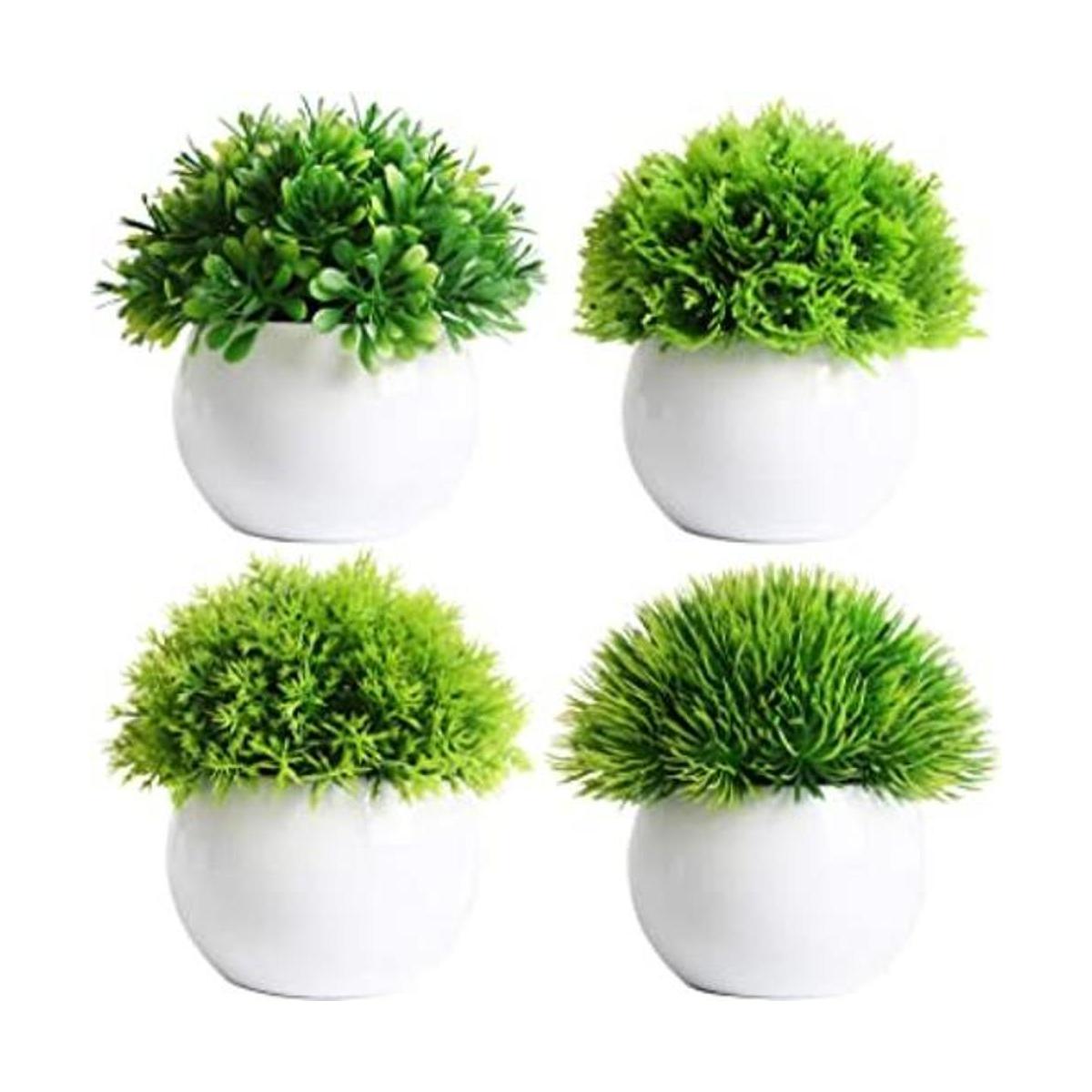 FEILANDUO 4 piezas de mini plantas artificiales en maceta