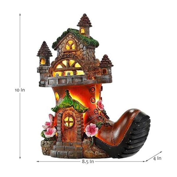 FORUP Estatuas de jardín de casa de hadas de 10 pulgadas