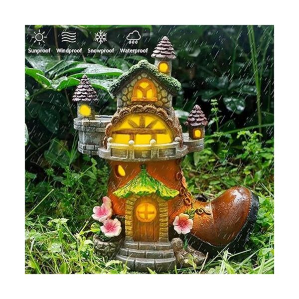 FORUP Estatuas de jardín de casa de hadas de 10 pulgadas