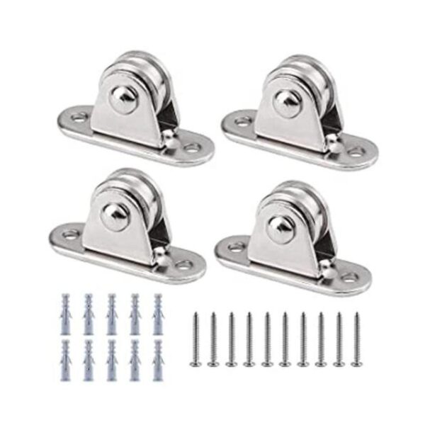 FSHIHINE Bloque de poleas de metal paquete de 4 rodillos