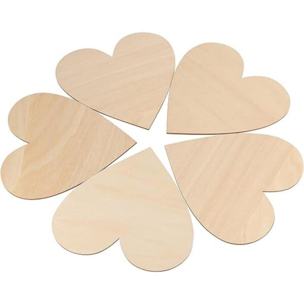 FUNSUEI 30 rebanadas de corazón de madera natural de 8_5