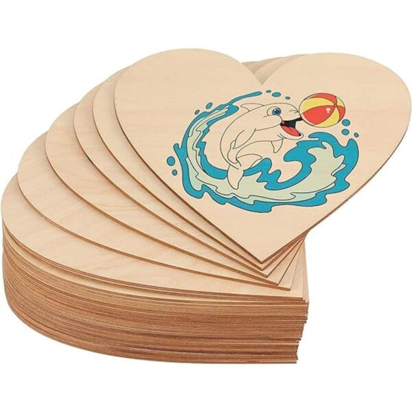 FUNSUEI 30 rebanadas de corazón de madera natural de 8_6