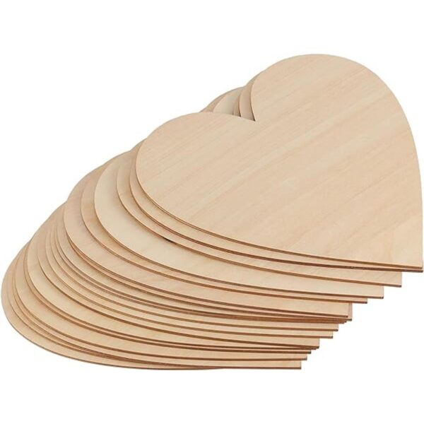 FUNSUEI 30 rebanadas de corazón de madera natural de 8_4