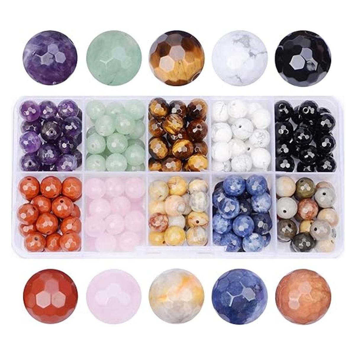 FYGEM 200 cuentas redondas sueltas naturales de 10 colores