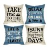 Fbcoo Life is Better at The Lake House Juego de 4 fundas